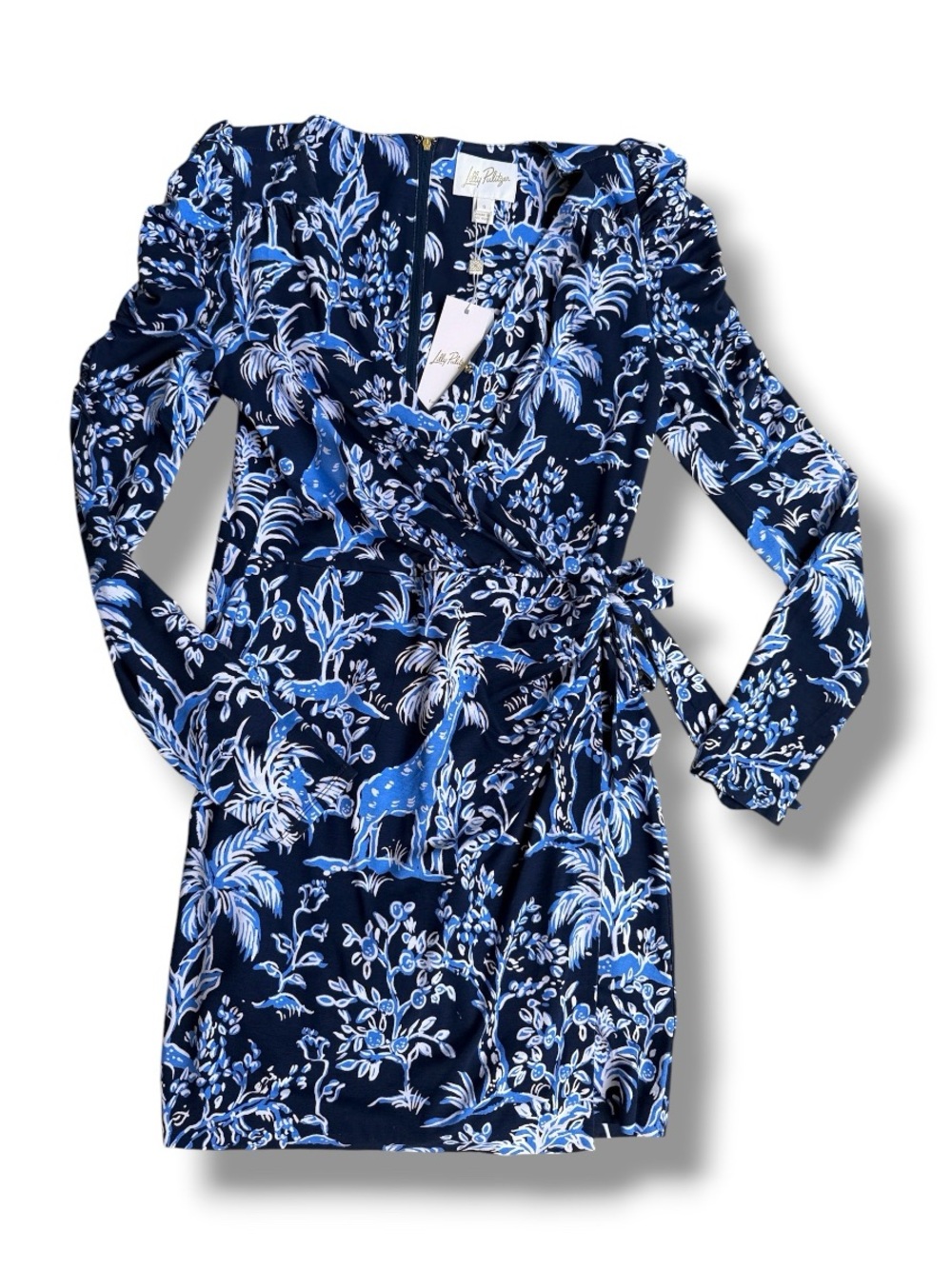 NWT Lilly Pulitzer Jemma Sleeved Romper Low Tide Navy Tall Tales Size 6 - Picture 2 of 12